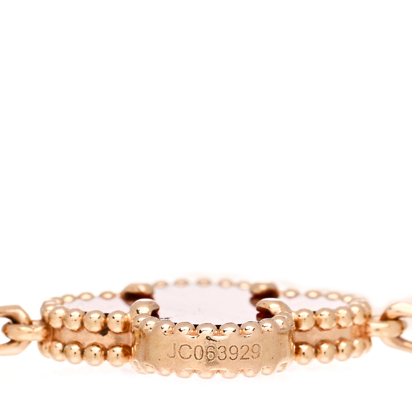 18K Rose Gold Carnelian 5 Motifs Guilloche Vintage Alhambra Bracelet