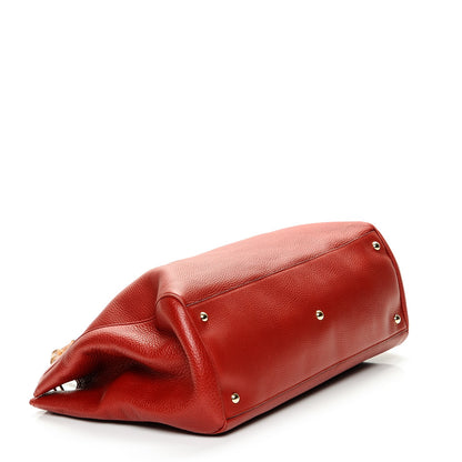 Gucci Calfskin Large Bamboo Shopper Tote Red 4 of 6