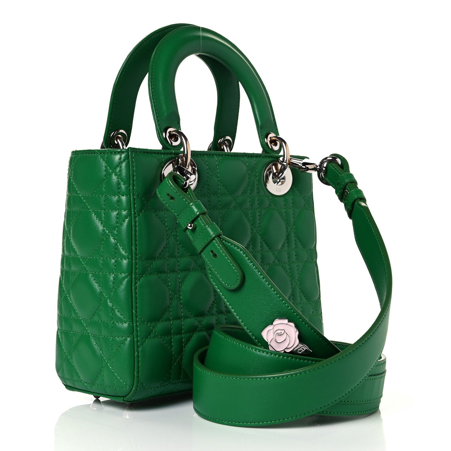 Lambskin Cannage Small Lucky Badges My Lady Dior Green