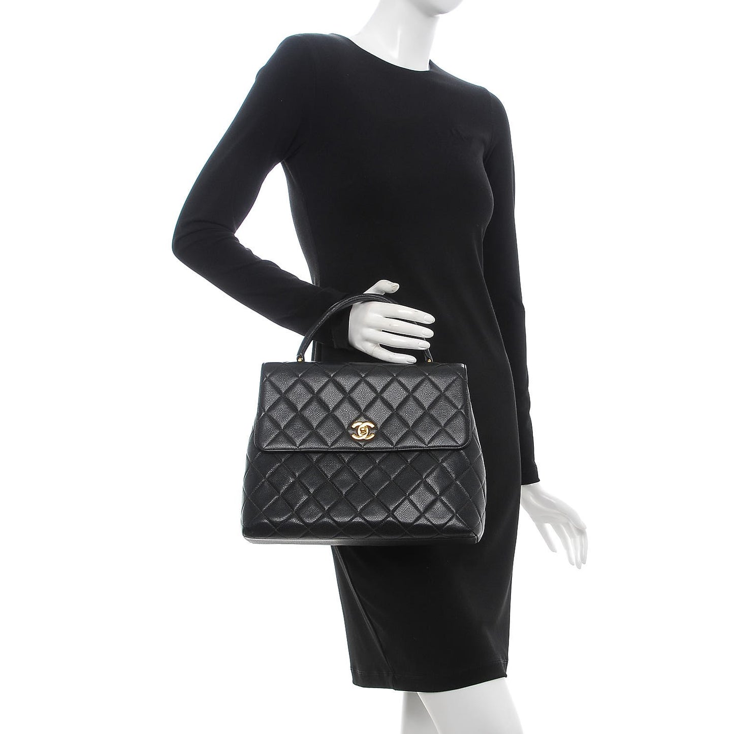 Caviar Quilted Jumbo Kelly Flap Black