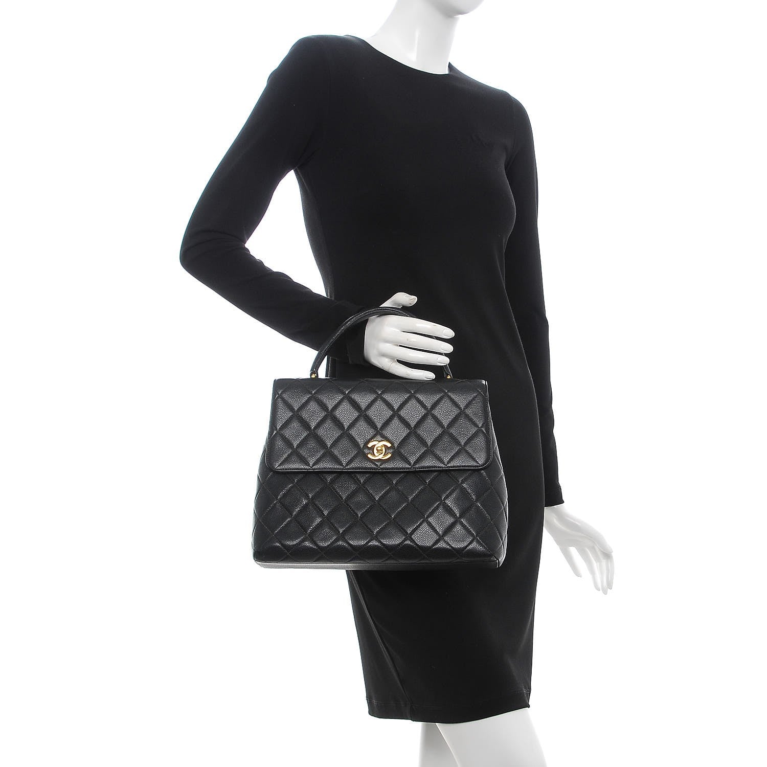 Chanel Caviar Quilted Jumbo Kelly Flap Black 2 of 12