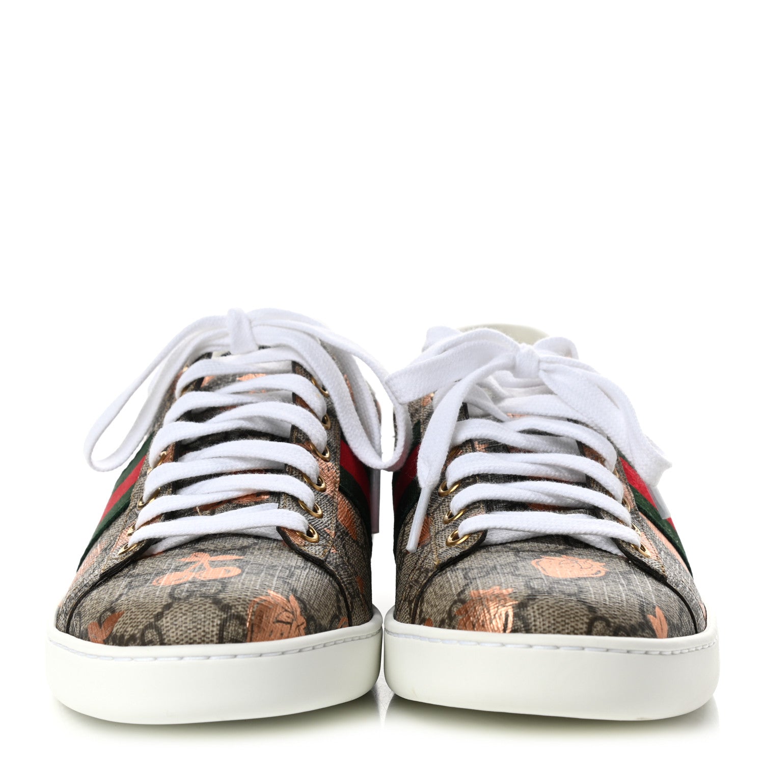 Gucci GG Supreme Monogram Berry Web Womens Ace Sneakers 40 Beige Light Copper Black 2 of 8