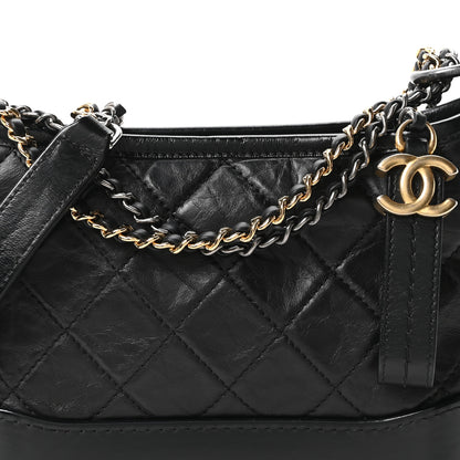 Chanel Aged Calfskin Quilted Small Gabrielle Hobo Black 8 of 10