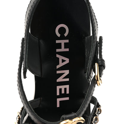 Chanel Calfskin Multi Chain CC Sandals 37 Black 11 of 11