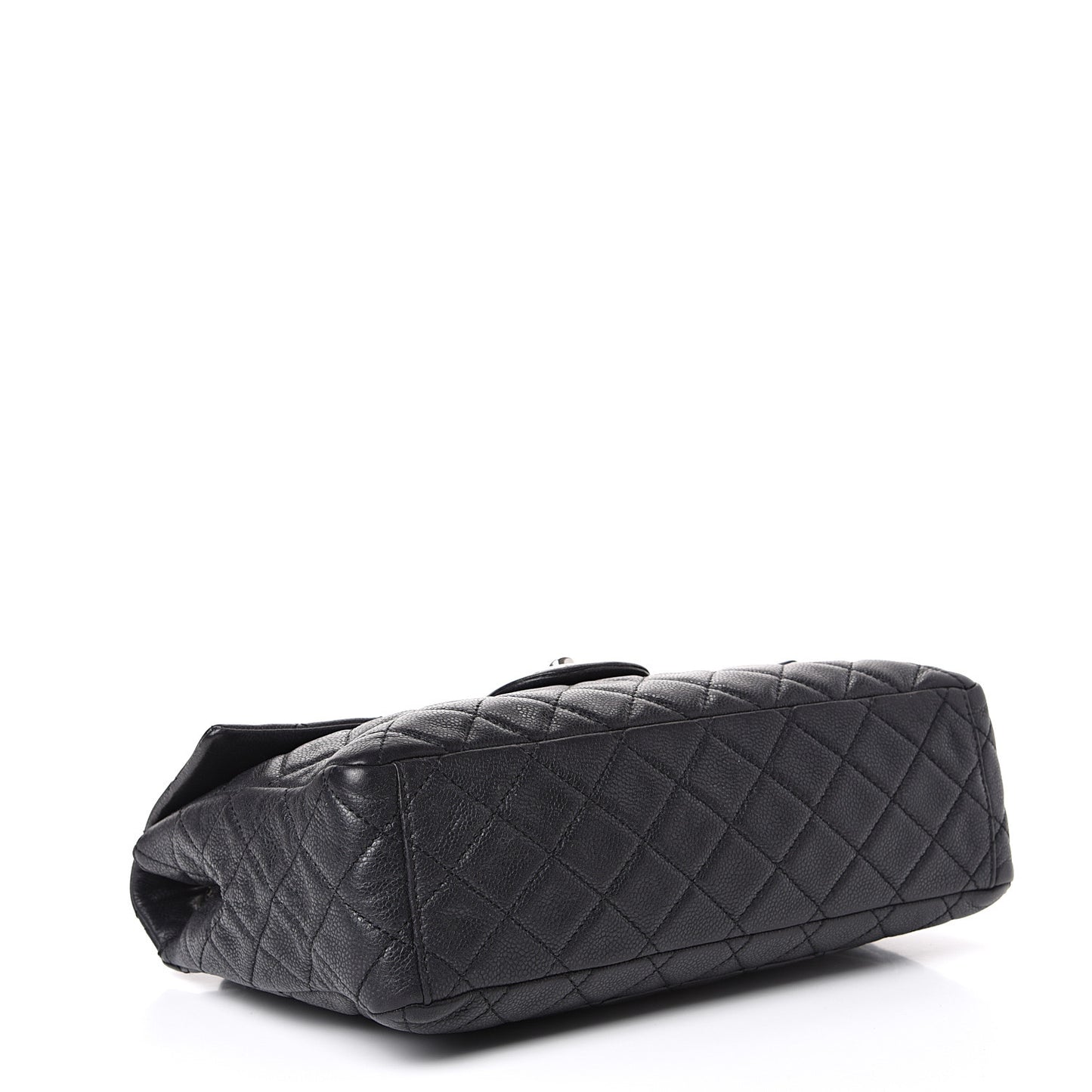 Washed Caviar Quilted Maxi Single Flap Black