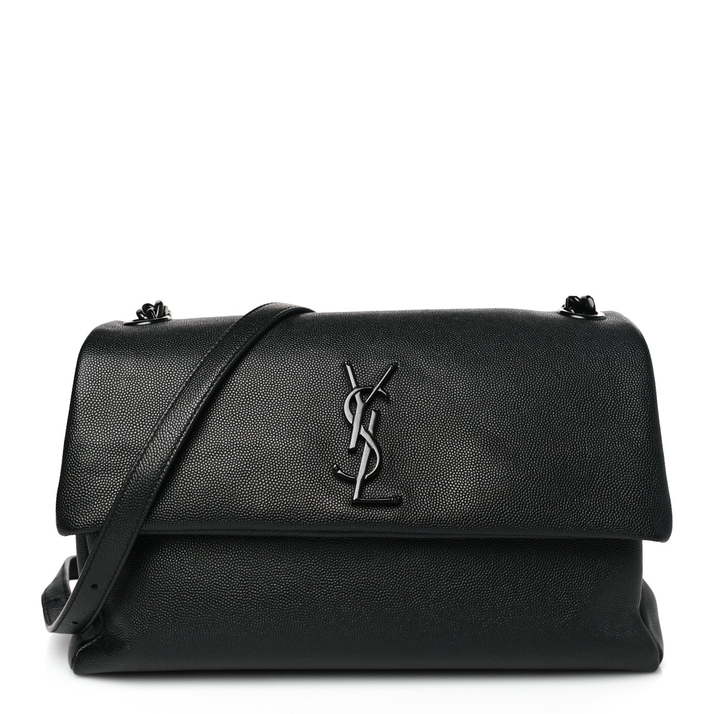 Grain De Poudre Medium West Hollywood Monogram Fold-Over Black