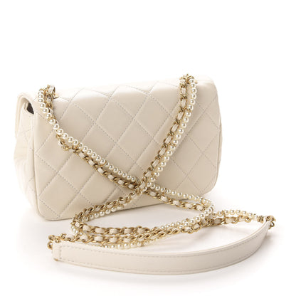Chanel Calfskin Quilted Crystal Pearls Small Flap Bag White 3 of 11