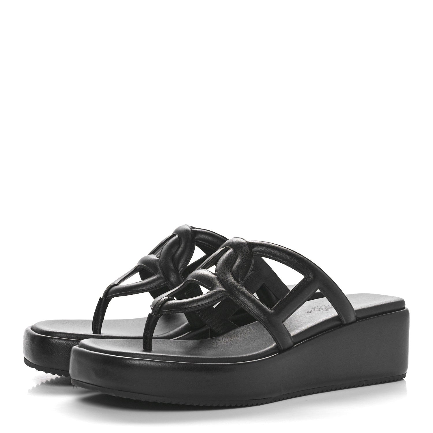 Hermes Nappa Gipsy Sandals 37 Black 3 of 8