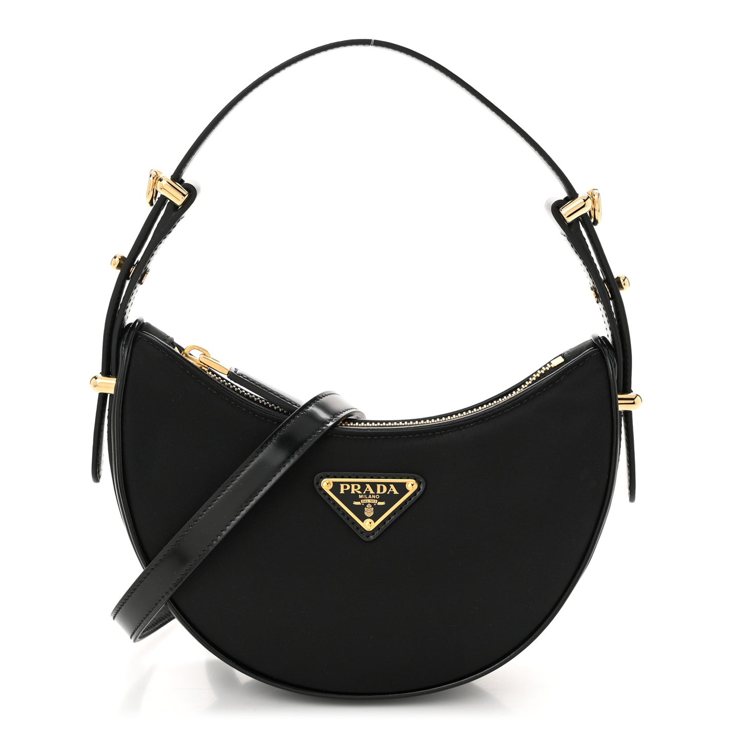Re-Nylon Spazzolato Mini Arque Shoulder Bag Black