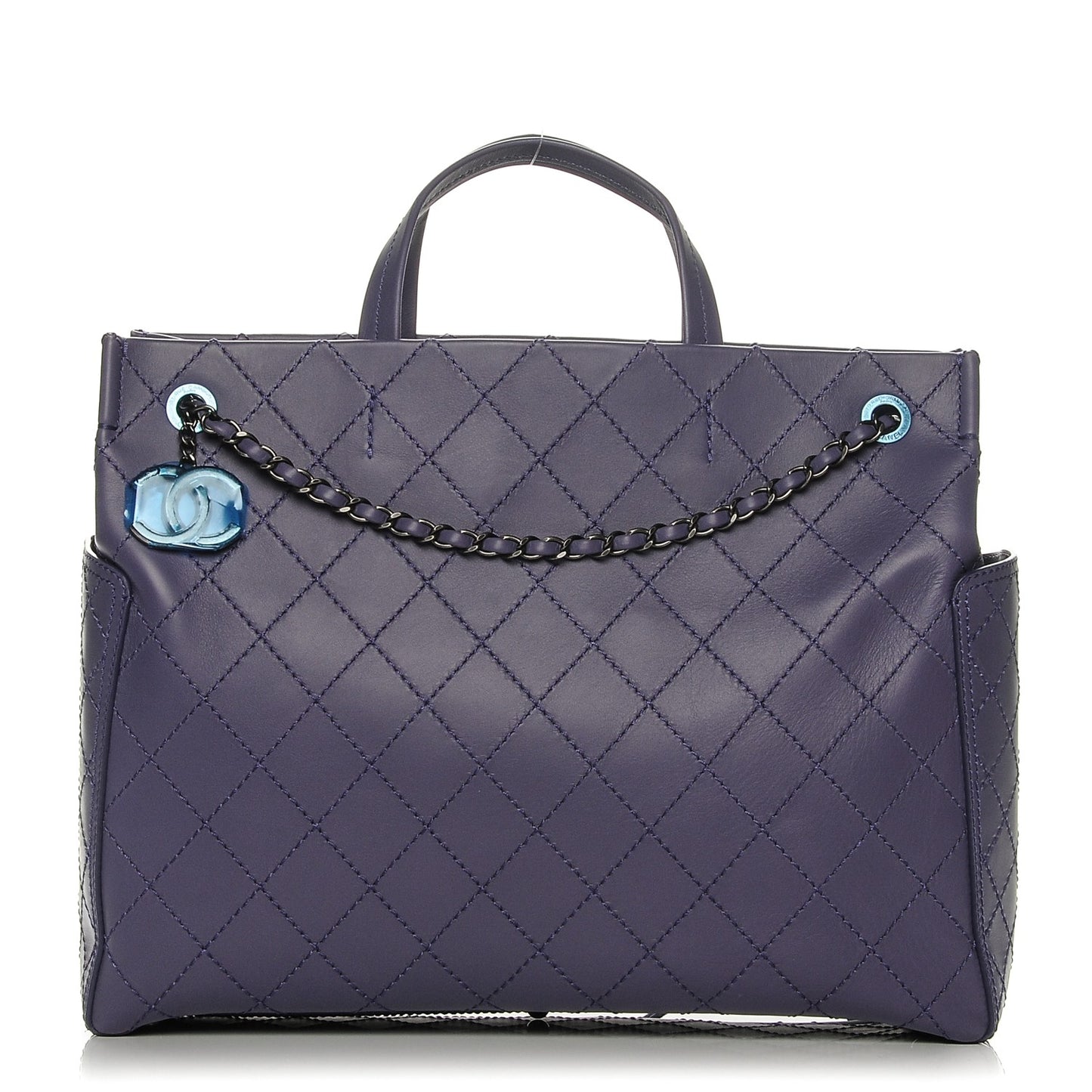 Calfskin CC Pocket Tote Purple