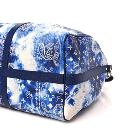 Louis Vuitton Cowhide Monogram Bandana Keepall Bandouliere 50 Blue 8 of 8
