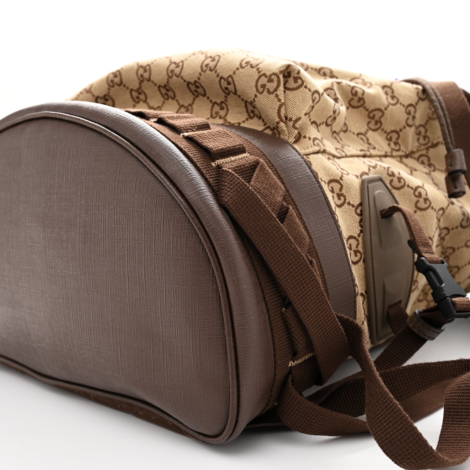 Gucci Monogram Script Logo Large Double Pocket Backpack Beige Ebony Multicolor 10 of 13