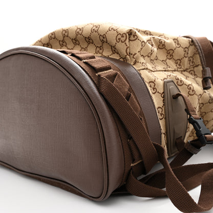 Gucci Monogram Script Logo Large Double Pocket Backpack Beige Ebony Multicolor 10 of 13