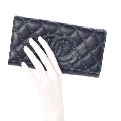 Chanel Calfskin Quilted Large Diamond CC Flap Wallet Navy 2 of 11