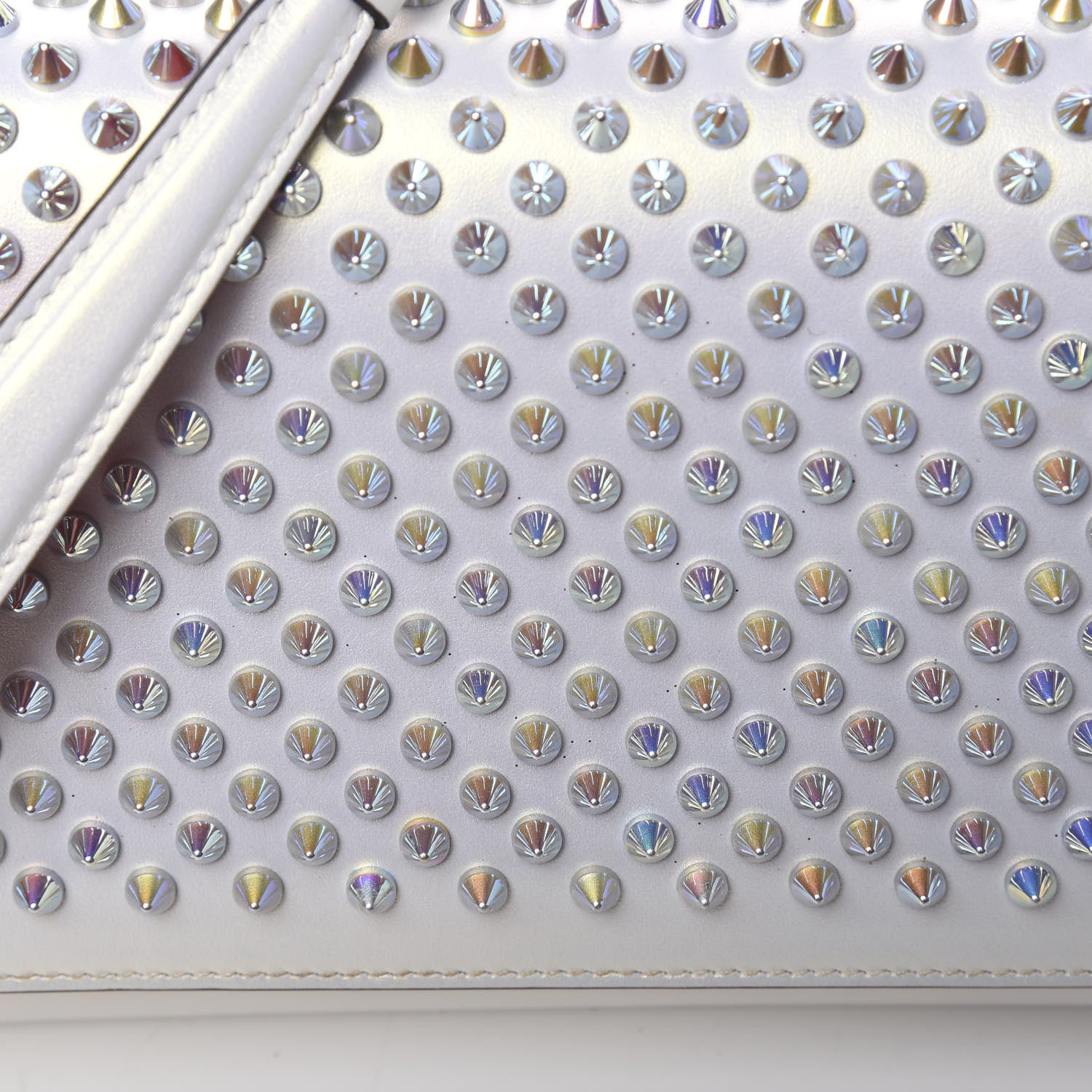 Christian Louboutin Metallic Calfskin Spikes Multimetal Paloma Clutch White 10 of 10