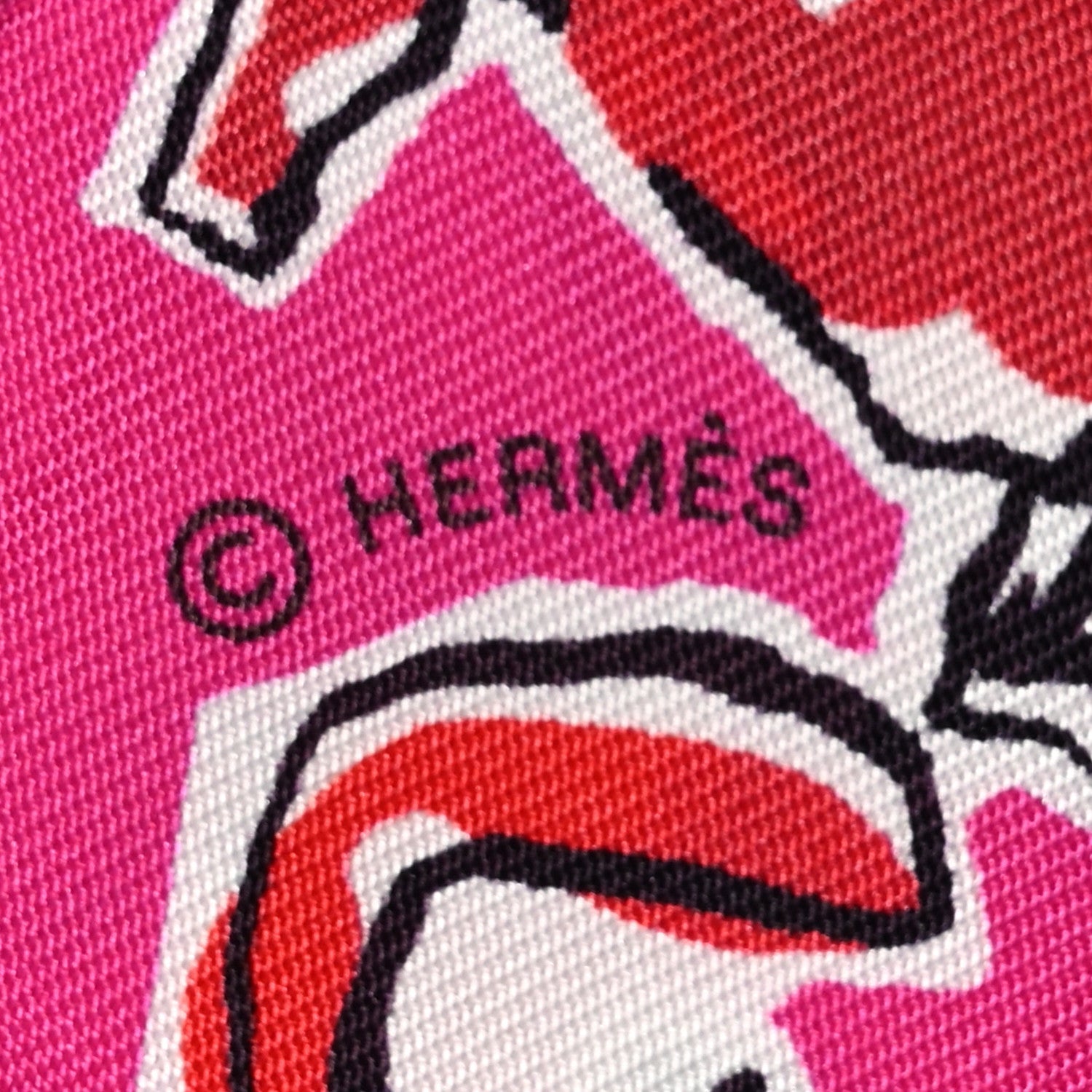Hermes Silk Chevaux En Liberte Twilly Rose Indien Rouge White 3 of 4