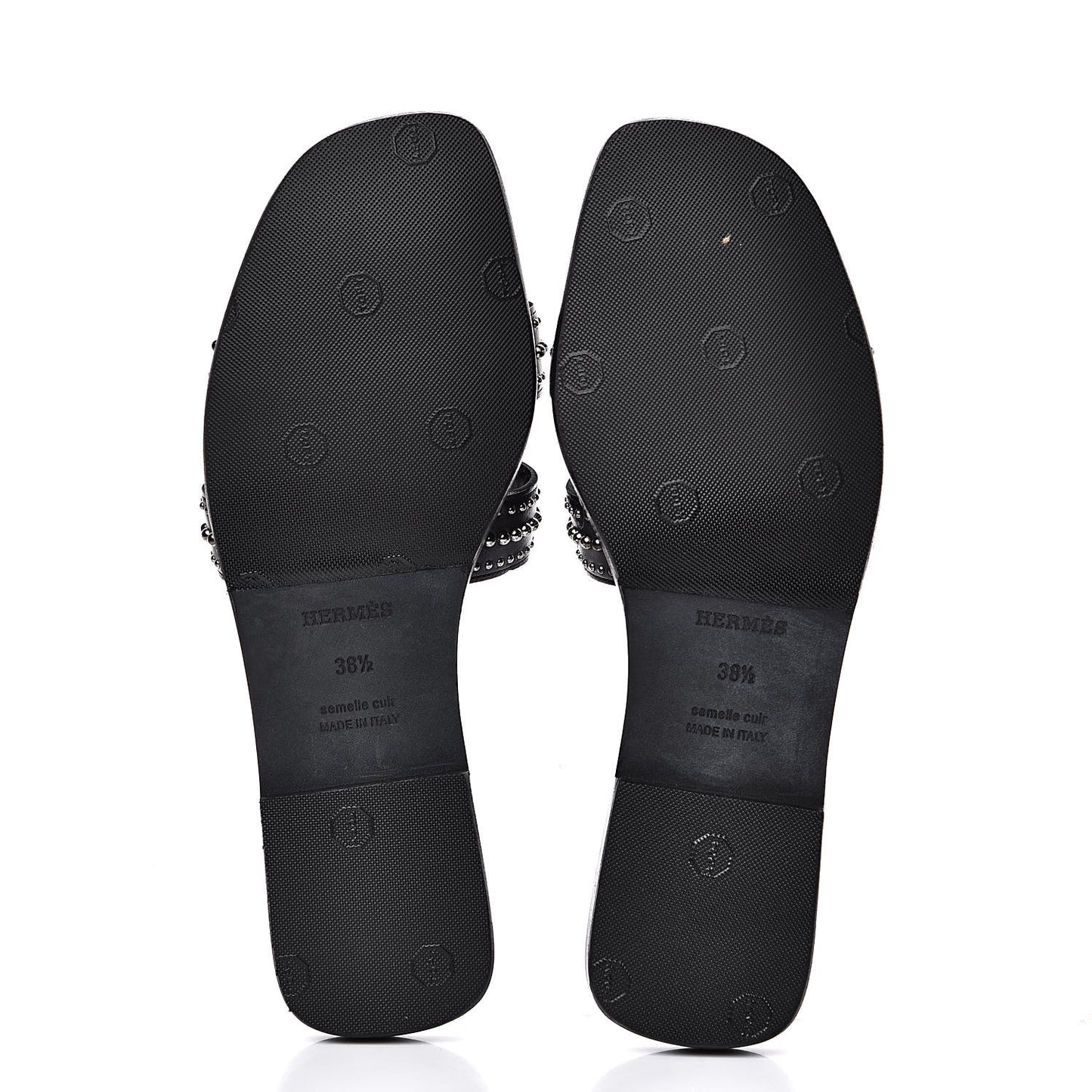 Calfskin Studded Oran Sandals 38.5 Black