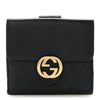 Gucci Dollar Calfskin Interlocking G French Wallet Black 1 of 12