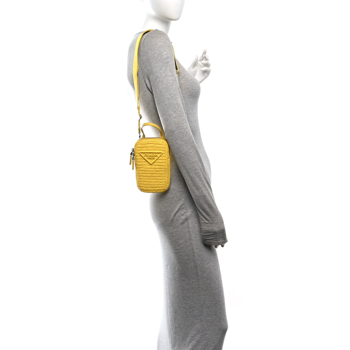 Yarn Raffia Effect Crochet Mini Crossbody Bag Giallo