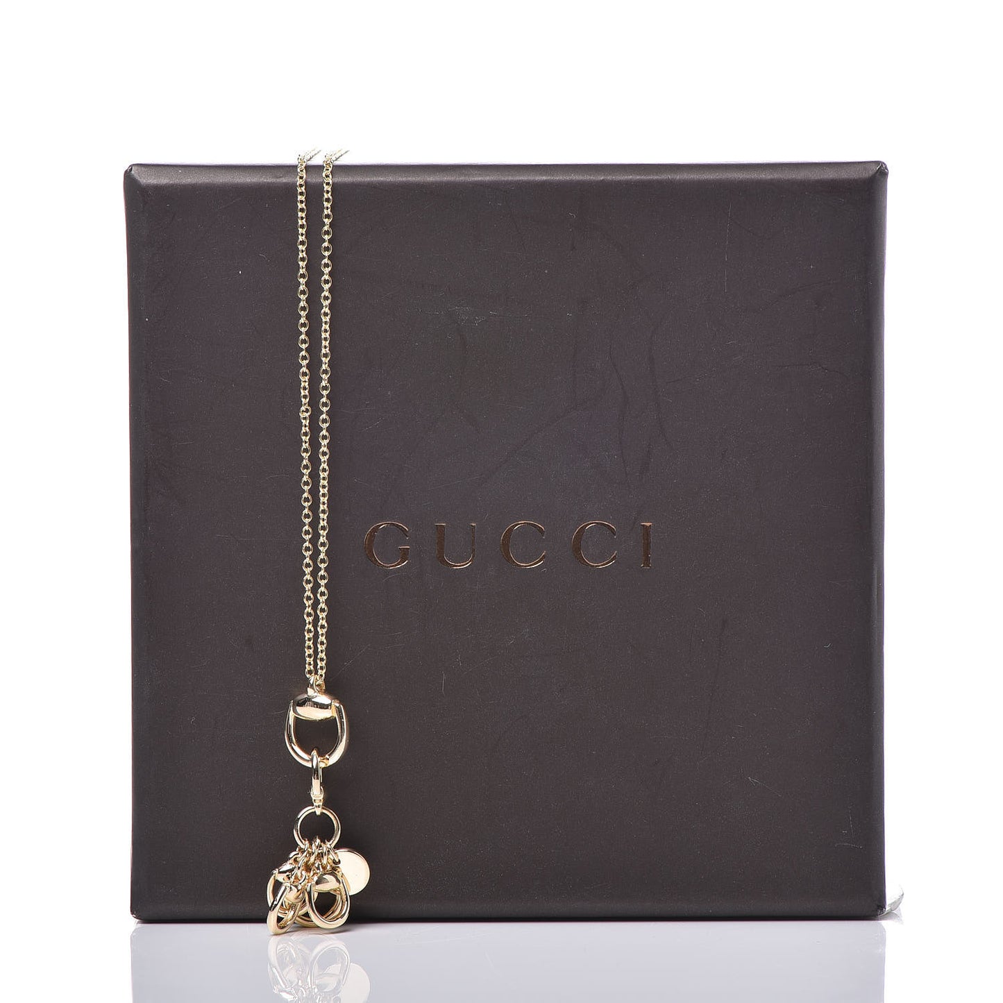 18K Yellow Gold Multi Horsebit Pendant Necklace