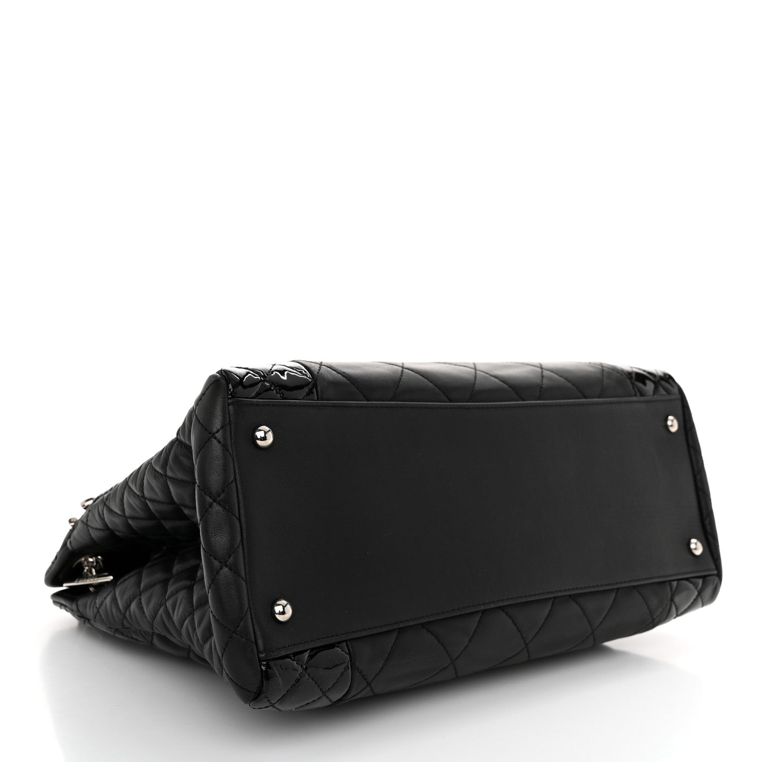 Chanel Lambskin Patent Quilted CC Shopping Tote Black 4 of 11