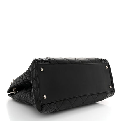 Chanel Lambskin Patent Quilted CC Shopping Tote Black 4 of 11