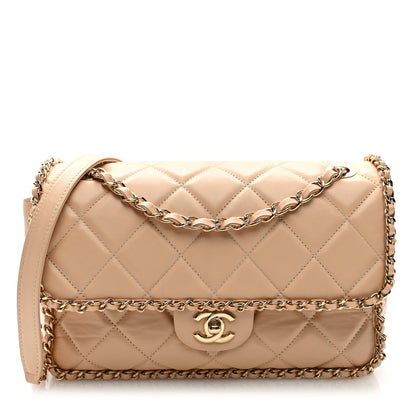 Chanel Crumpled Calfskin Medium Chain All Over Flap Beige 1 of 10