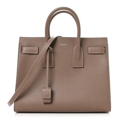 Saint Laurent Grained Calfskin Topstitch Small Classic Sac De Jour Taupe 1 of 12