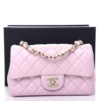 Chanel Iridescent Calfskin Quilted Mini Rectangular Flap Light Pink 11 of 11