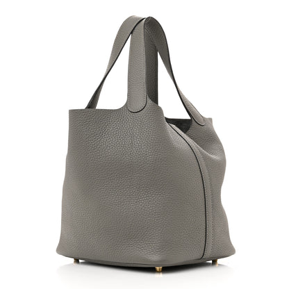 Hermes Taurillon Clemence Picotin Lock 22 MM Gris Meyer 3 of 12