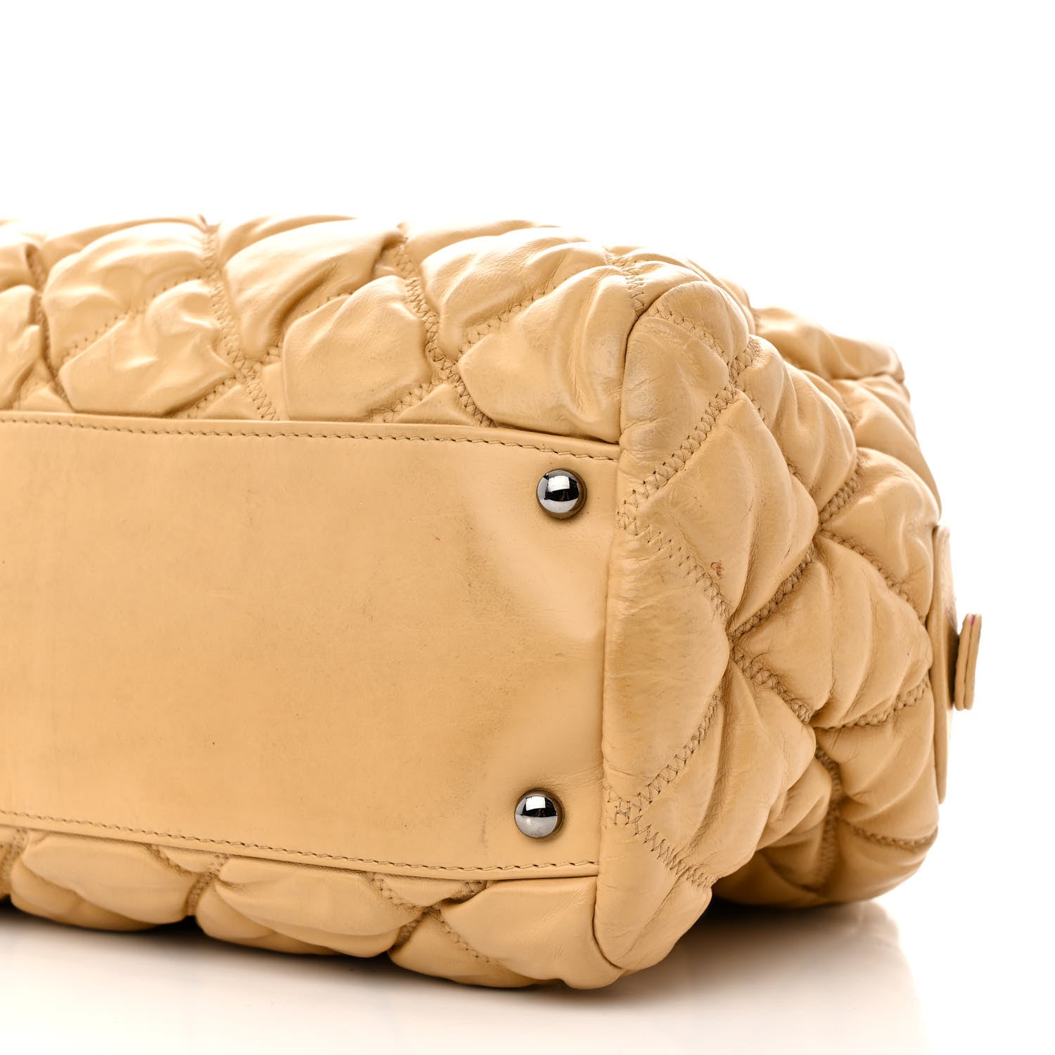 Chanel Lambskin Bubble Quilt Bowler Beige 10 of 12