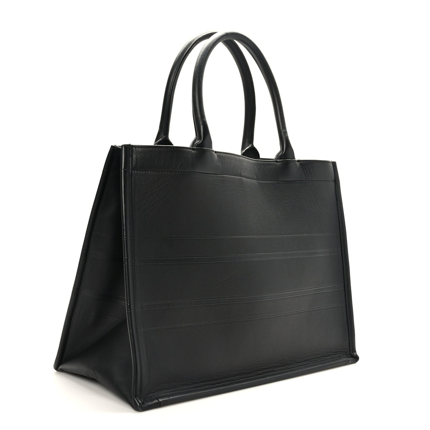Calfskin Embossed Medium Book Tote Black