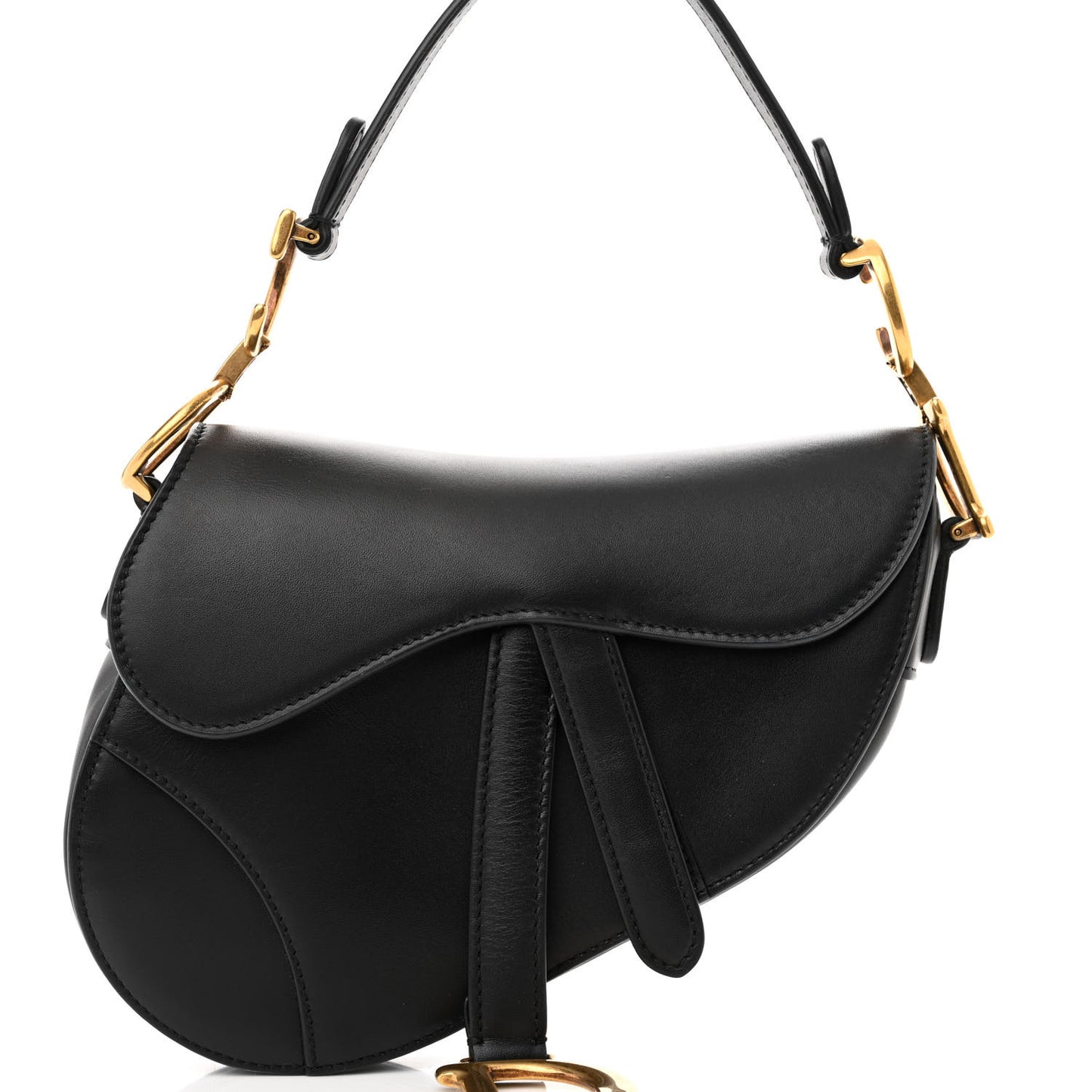 Calfskin Mini Saddle Bag Black
