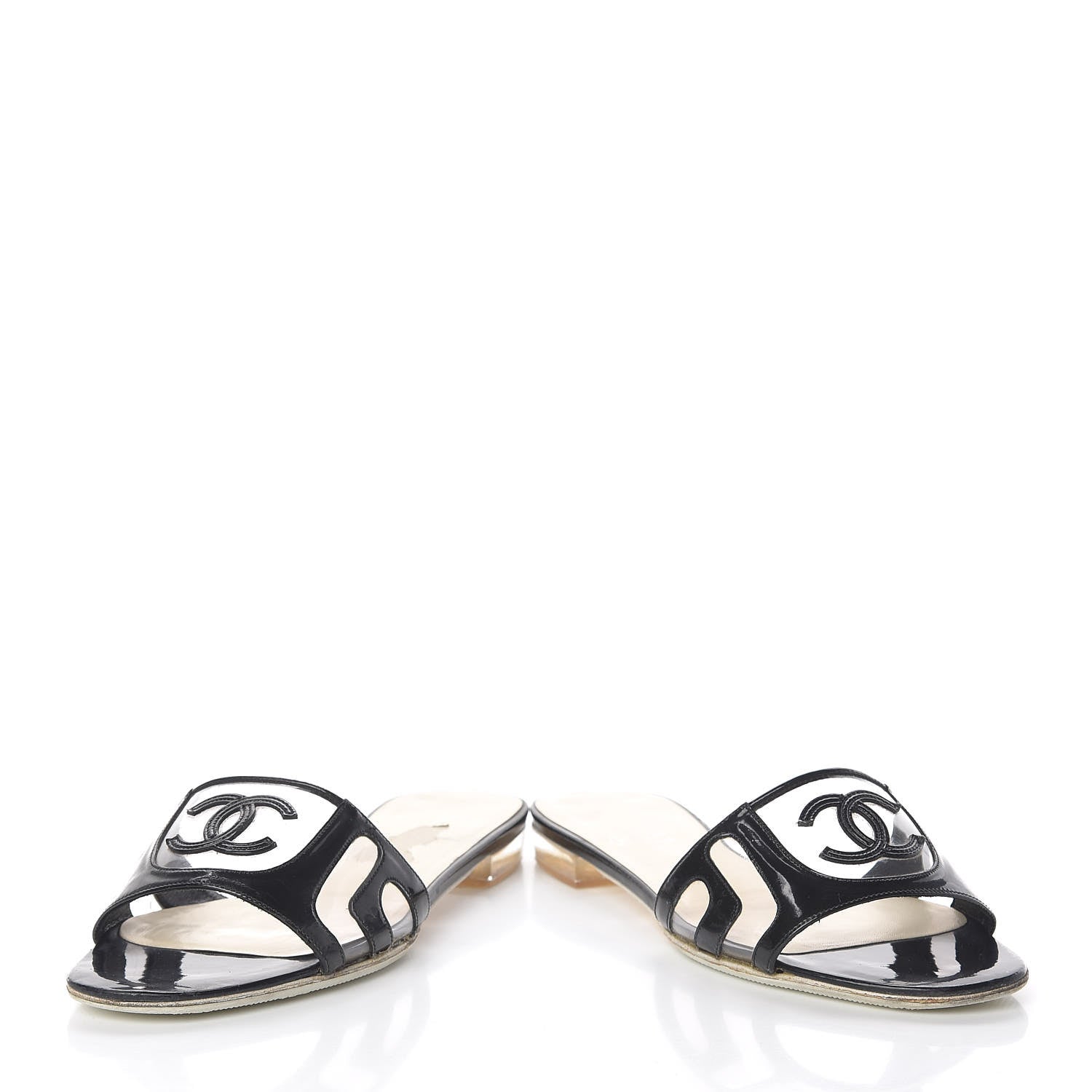 Chanel Patent PVC CC Sandals 35 Black 6 of 18