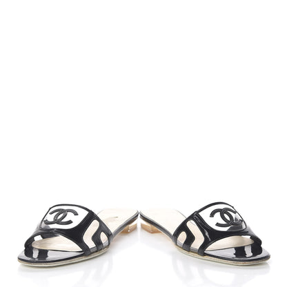 Chanel Patent PVC CC Sandals 35 Black 6 of 18