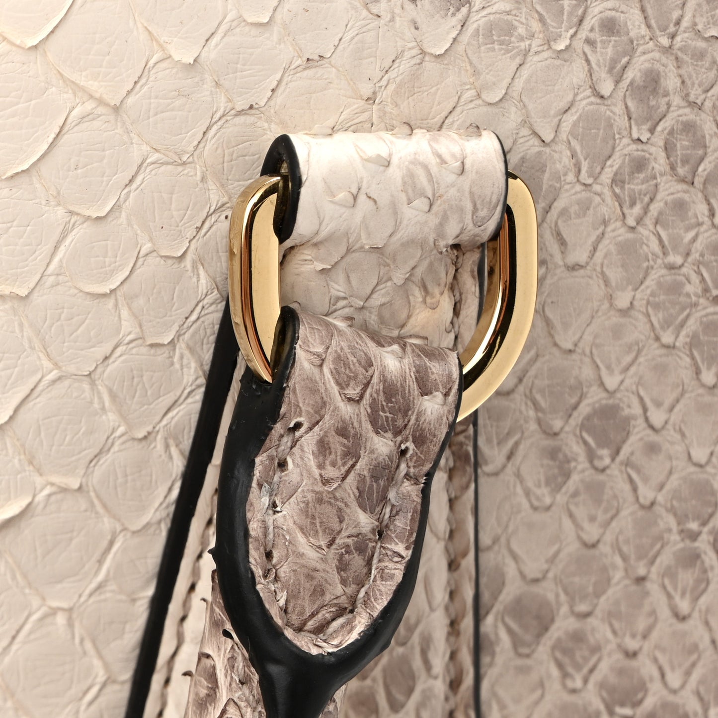 Snakeskin Medium Galleria Double Zip Tote Gradient White