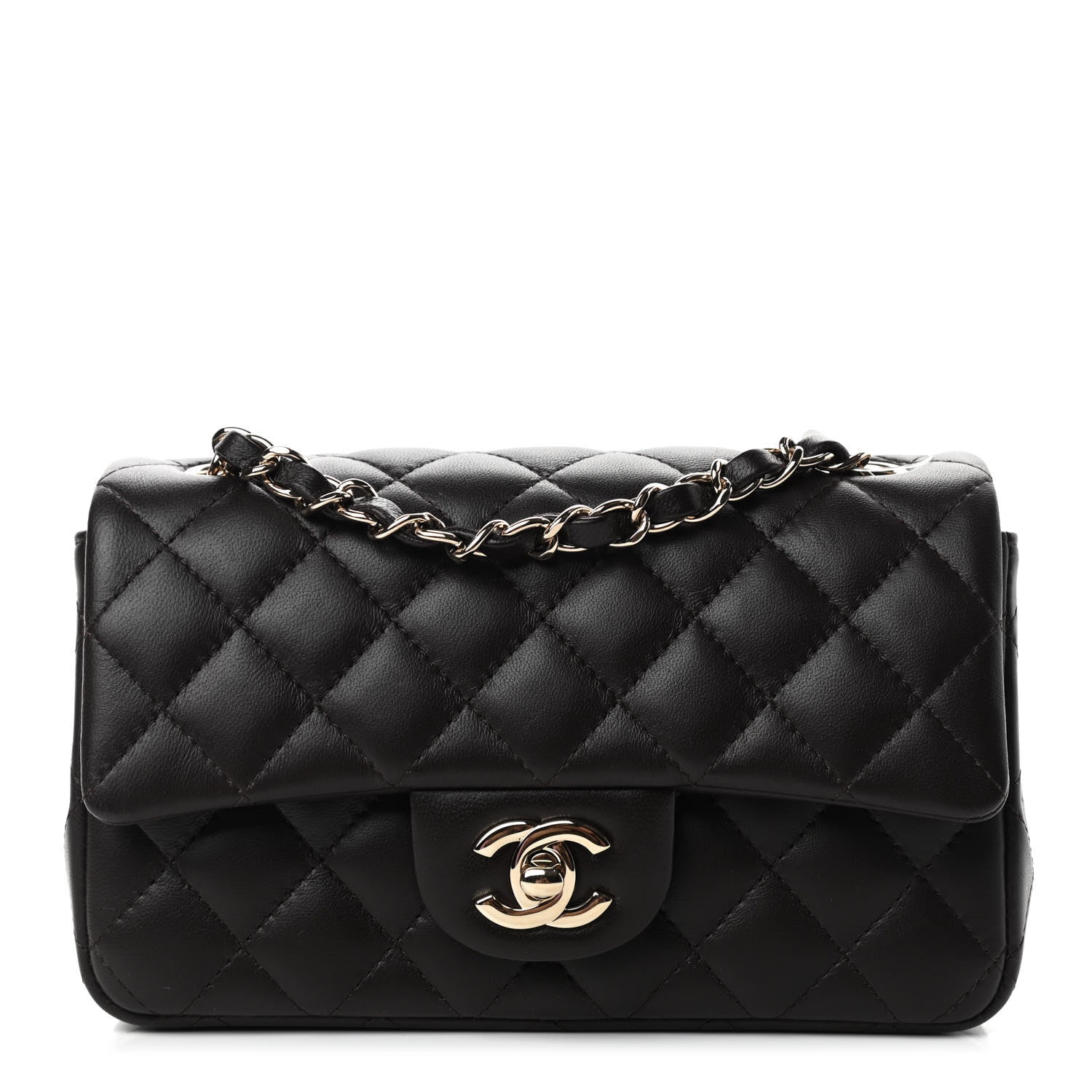 Chanel Lambskin Quilted Mini Rectangular Flap Dark Brown 1 of 10