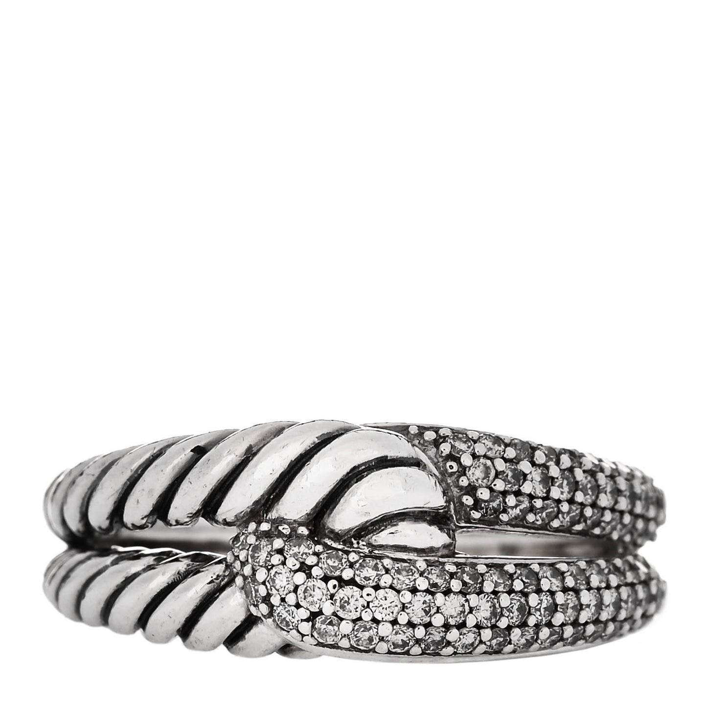 Sterling Silver Diamond Pave Single Loop Labyrinth Ring 57 8