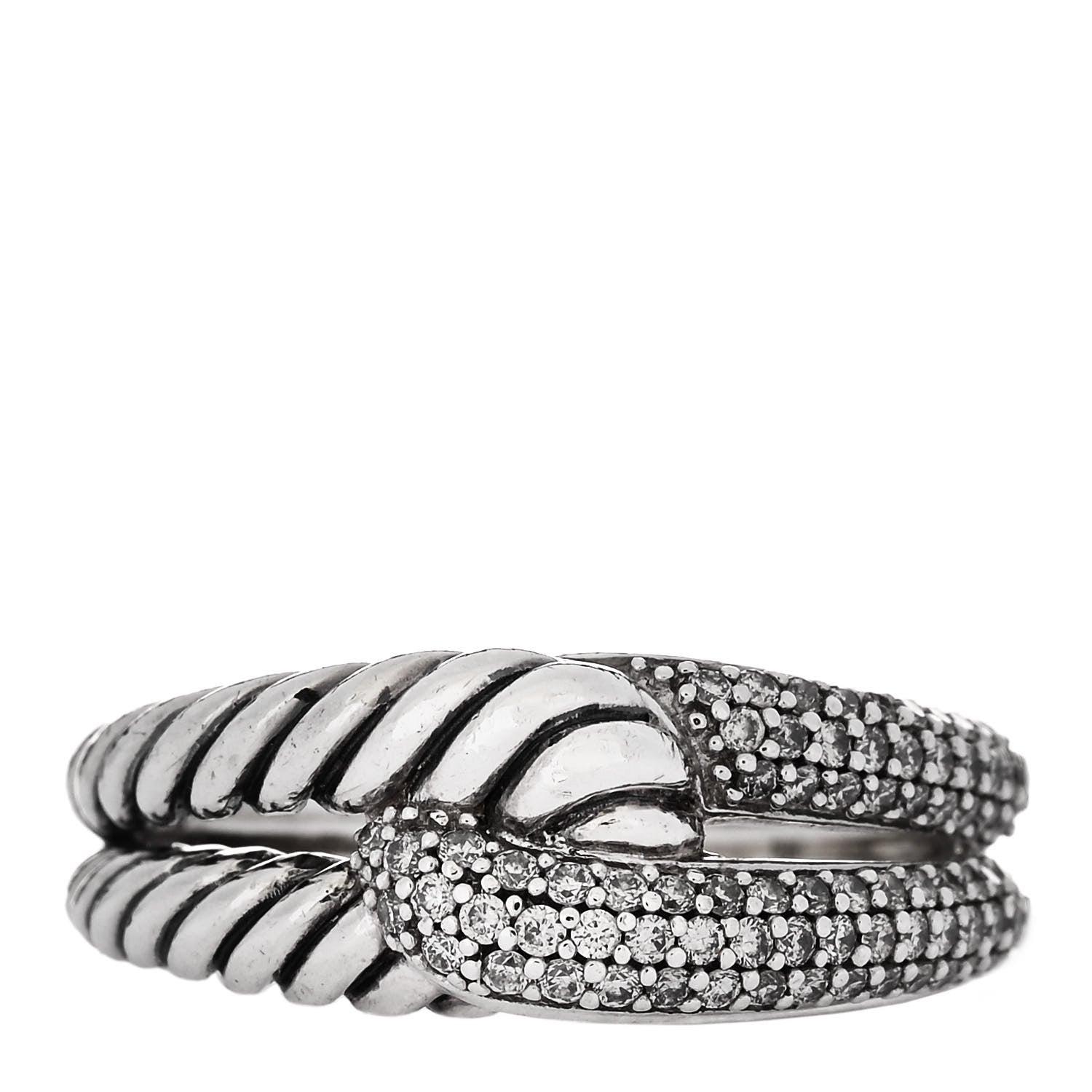 David Yurman Sterling Silver Diamond Pave Single Loop Labyrinth Ring 57 8 1 of 4