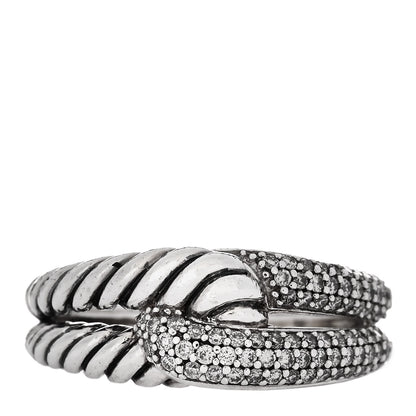 David Yurman Sterling Silver Diamond Pave Single Loop Labyrinth Ring 57 8 1 of 4