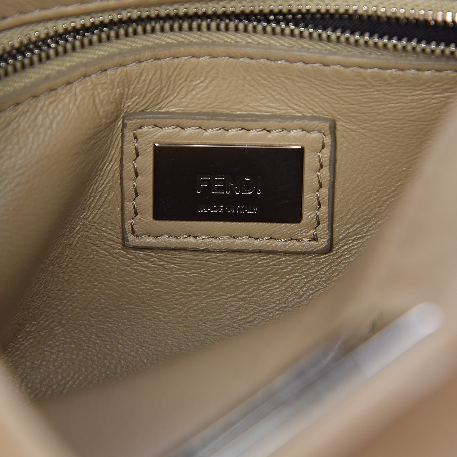 Fendi Nappa Ribbon Lace Up Mini Peekaboo Iconic Satchel Beige 6 of 10