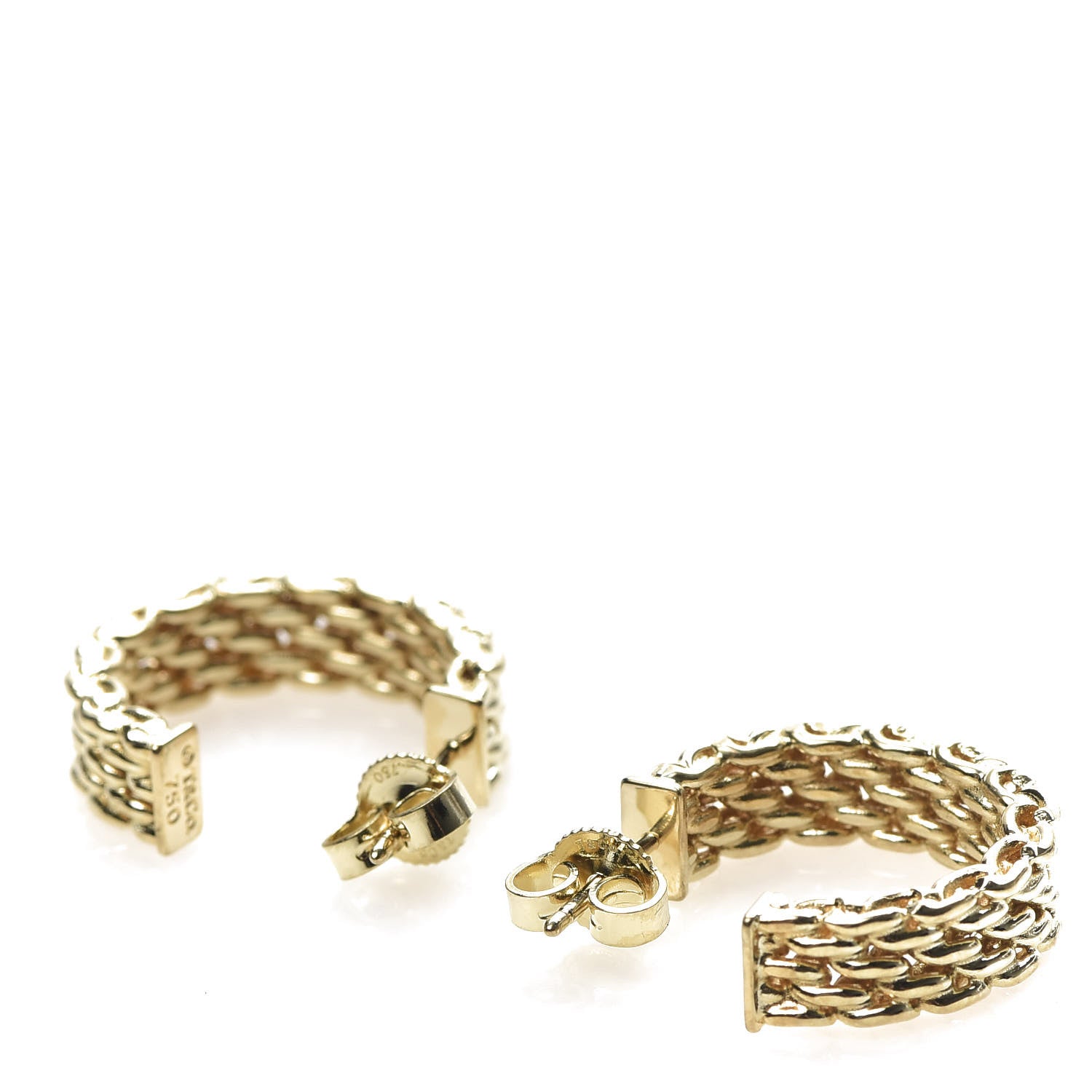 Tiffany 18K Yellow Gold Small Somerset Mesh Hoop Earrings 3 of 4