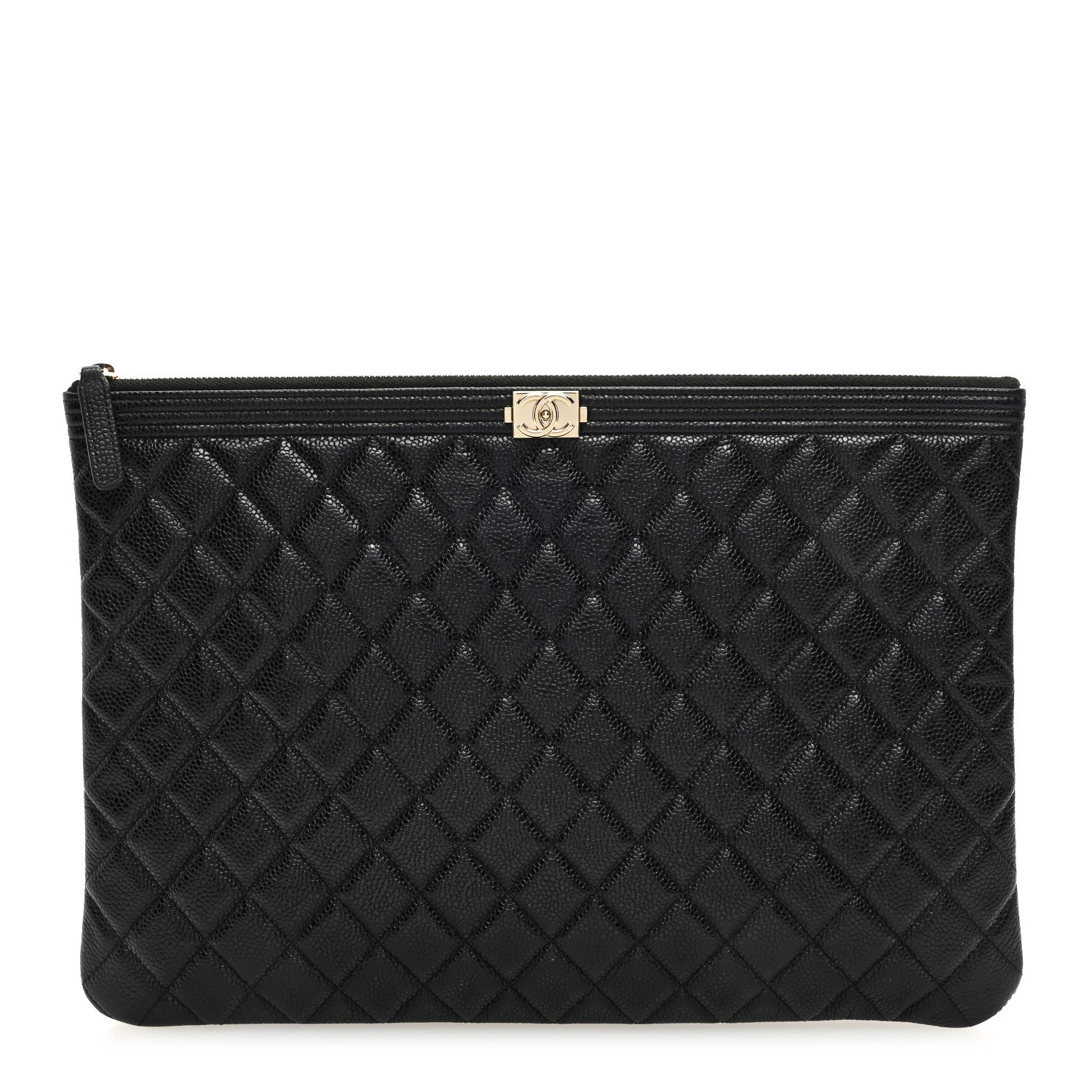 Chanel Caviar Quilted Large Boy Zip Pouch 1 of 7