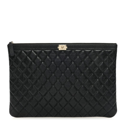 Chanel Caviar Quilted Large Boy Zip Pouch 1 of 7