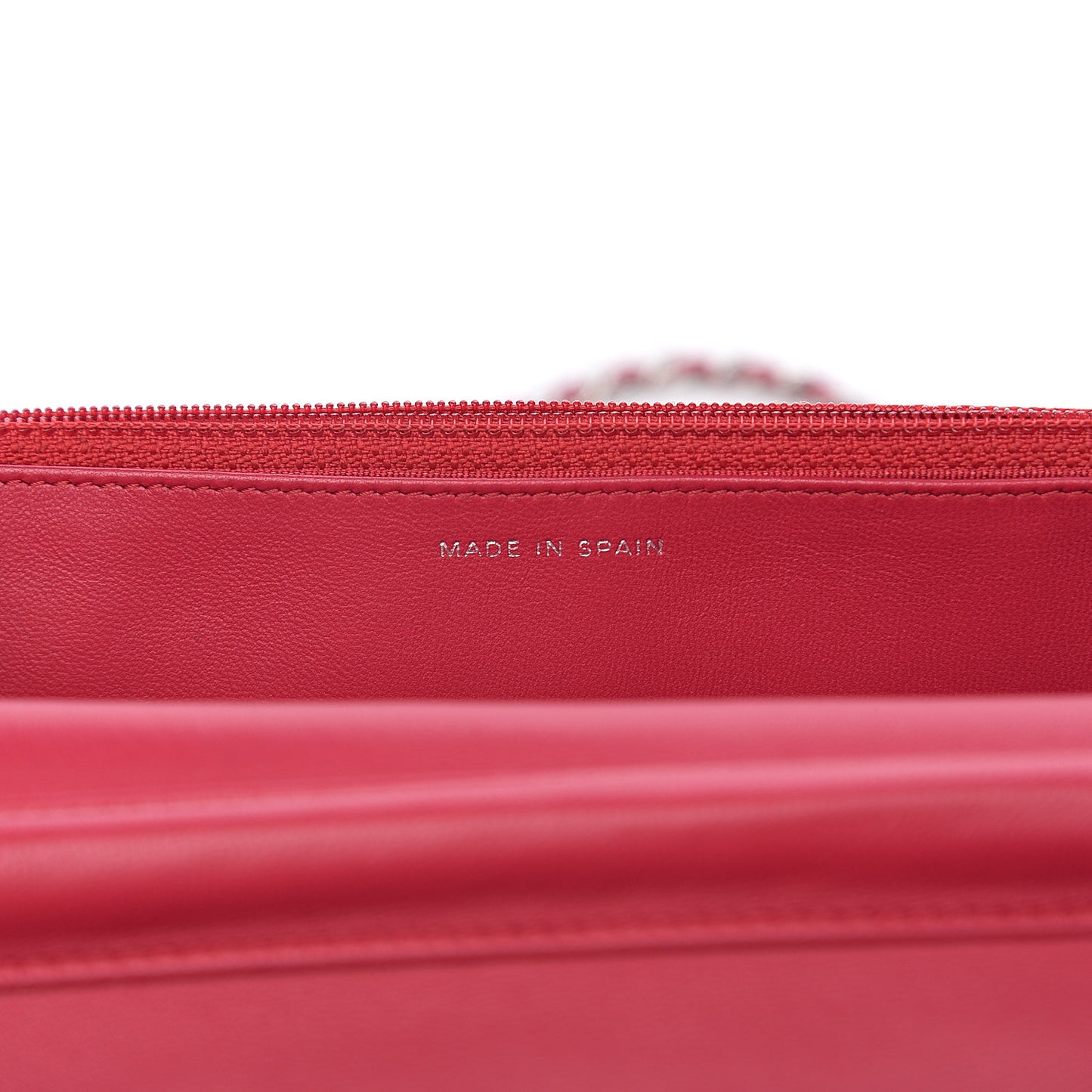 Lambskin Quilted Wallet On Chain WOC Dark Pink