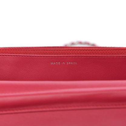 Chanel Lambskin Quilted Wallet On Chain WOC Dark Pink 6 of 10
