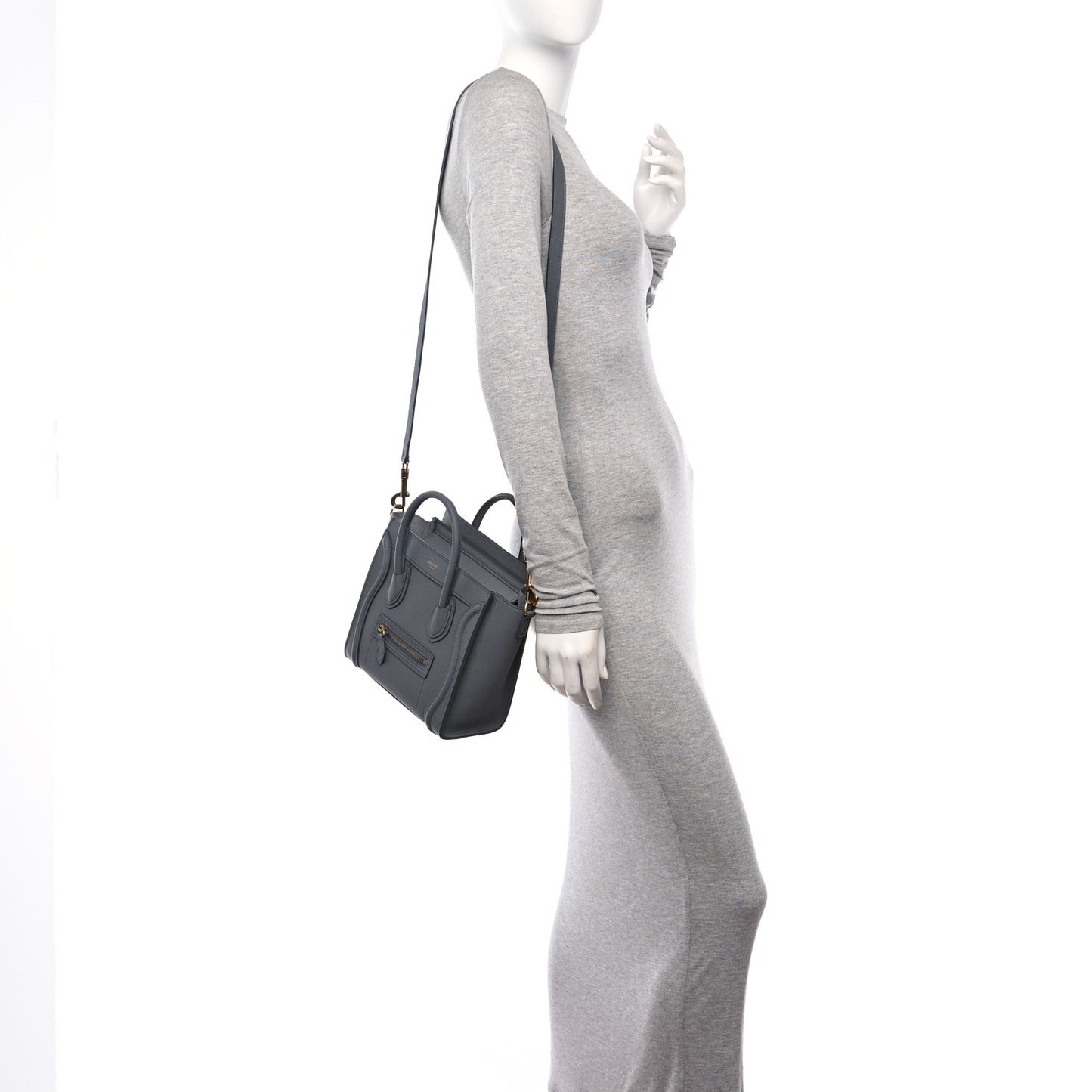 Drummed Calfskin Nano Luggage Kohl