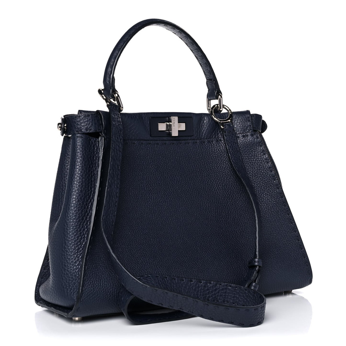 Cuoio Romano Selleria Medium Peekaboo Iconic Satchel Blue Notte