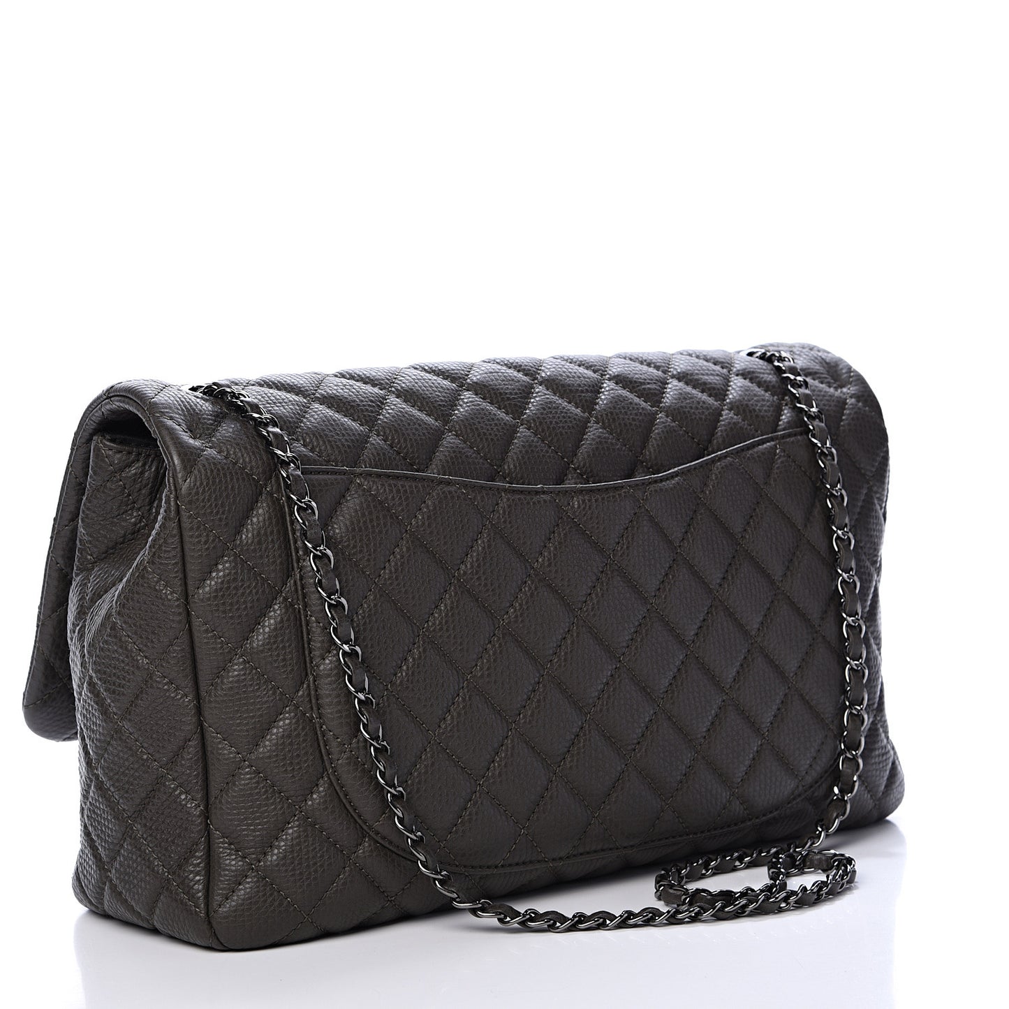 Calfskin Quilted Small XXL Travel Flap Bag Khaki