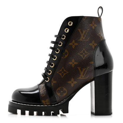 Louis Vuitton Patent Calfskin Monogram Star Trail Ankle Boots 36 Black 1 of 11